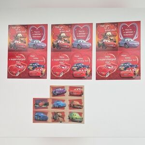 Disney Pixar Cars Lightning McQueen Valentine's Day Cards